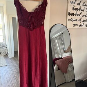 Vici Burgundy Lace Maxi Dress